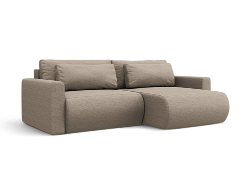 Cosmopolitan Design Omkeerbare converteerbare hoekbank met opbergdoos Belfast 3-zits, structurele stof donkerbeige - 149x240x84cm