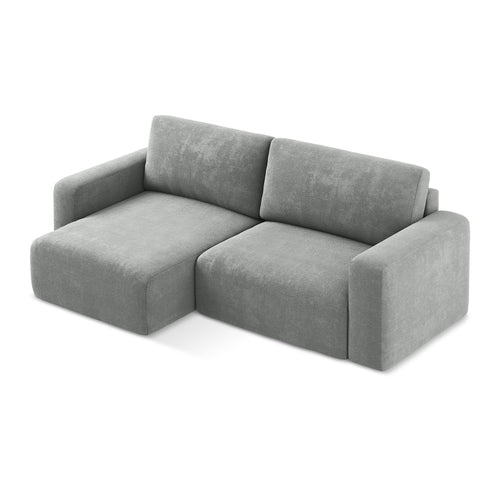 LaMiaSofa hoekbank links Ostia - chenille stof - grijs - 244x149x79