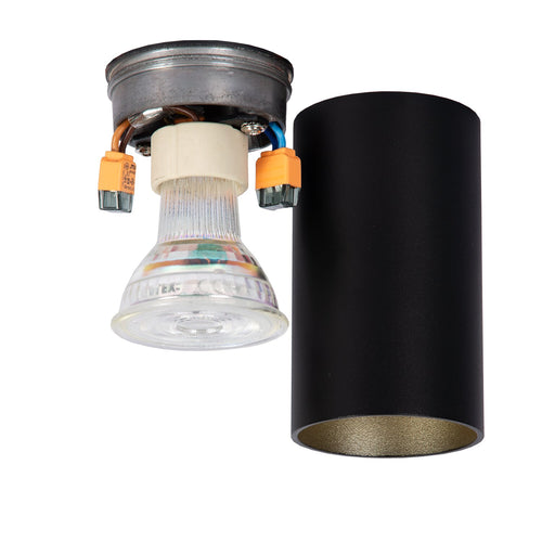 Atmooz plafondlamp Era Fix - zwart - goud binnenin - Ø 5,5 x H 10 cm - GU10