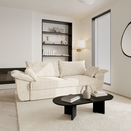 Sia Home - Rechte bank SASHA - Corduroy - Crème - 232cm