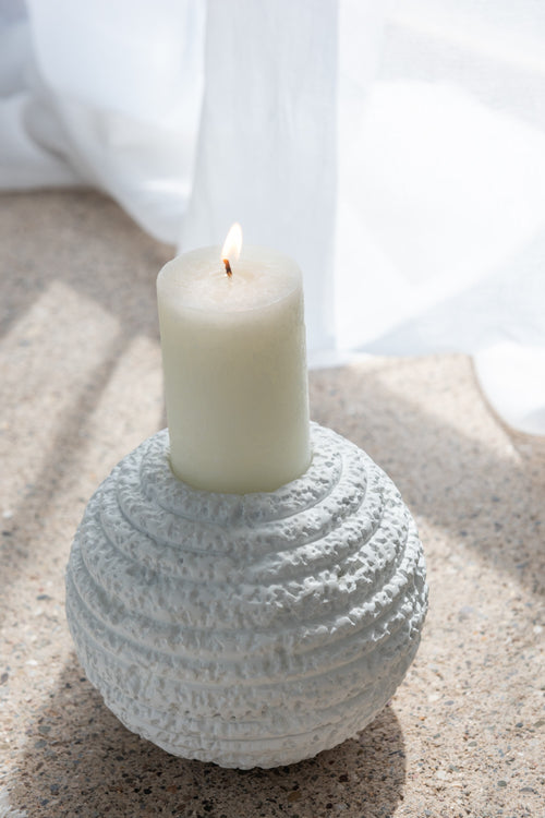 J-Line kandelaar Creta Rond - cement - wit - large