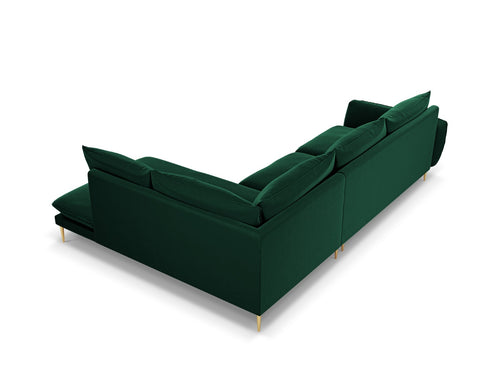 Cosmopolitan Design rechter hoekbank Vienna 6-zits, flueel, flessengroen - 185x275x95cm