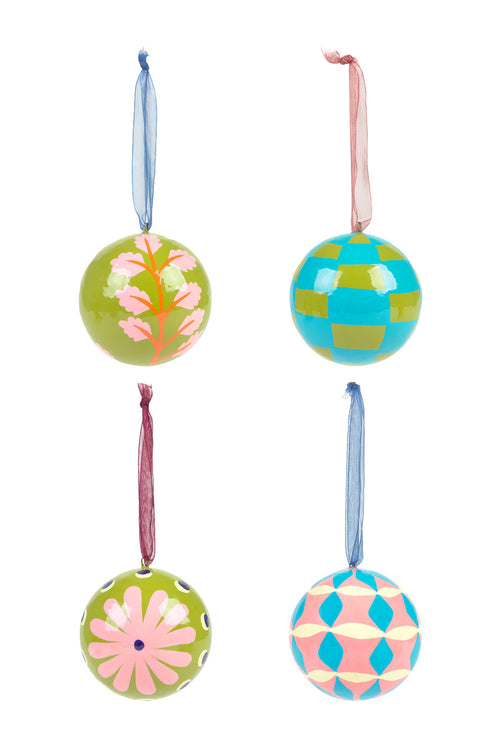 Calma House Set van 4 ornamenten Mery - Groen - Diam. 7
