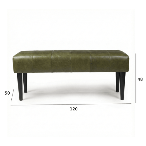 Furnhouse bankje Athea - Olijfgroen - Leer - 50x120x48
