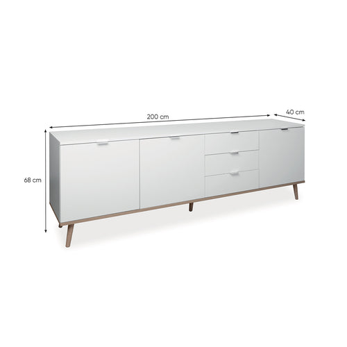 CALICOSY - Lage Buffetkast COPENHAGUE - Wit - 40x200x68 cm