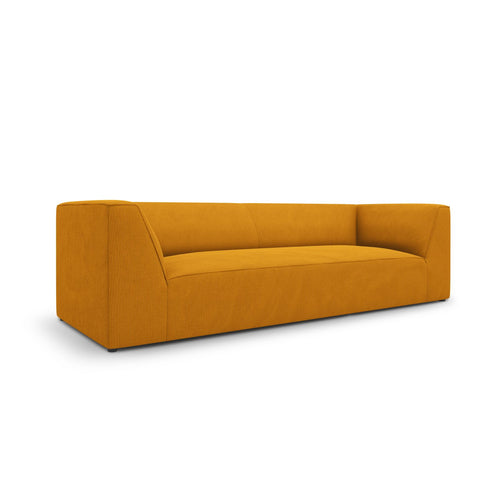 Cosmopolitan Design - Bank Siena 3-zits, ribfluwelen geel - 92x232x69cm