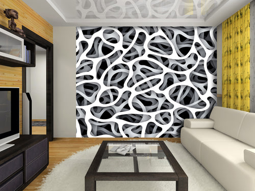 Sanders & Sanders fotobehang figuratief motief zwart, wit en grijs - 375 x 270 cm - 600490