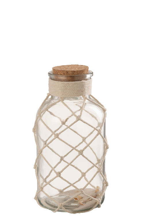 J-Line decoratie Vaas Sand Schelpen - glas - transparant - large - 2 stuks - vtwonen shop