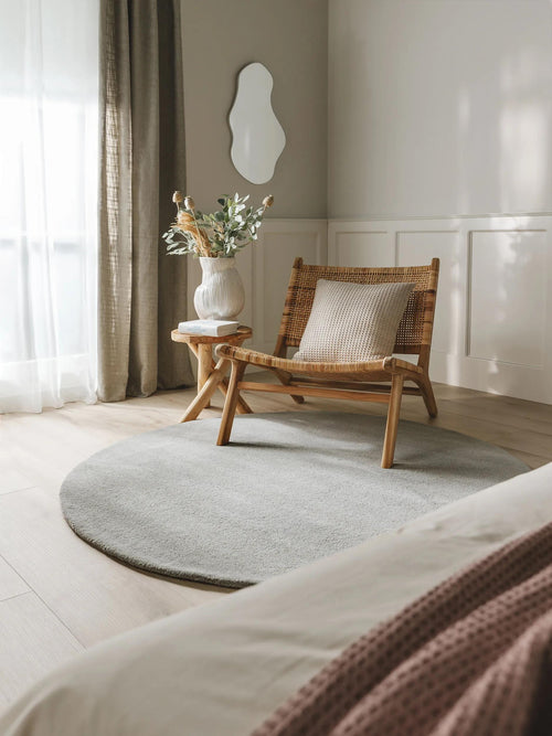 benuta wollen vloerkleed Bent - grijs - ø 150 cm