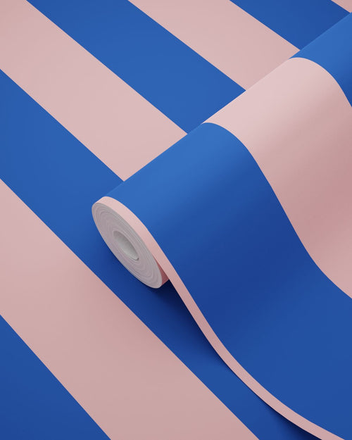 ESTAhome behang strepen licht roze en blauw - 53 cm x 10.05 m - 139907