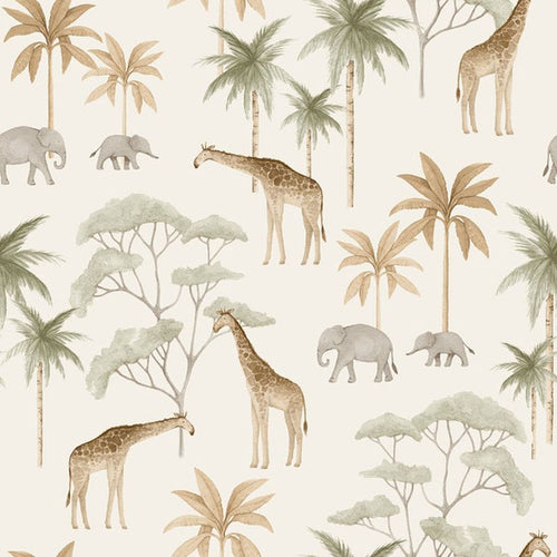 Borastapeter behang jungle dieren warm beige - 53 cm x 10.05 m - 660623 - vtwonen shop