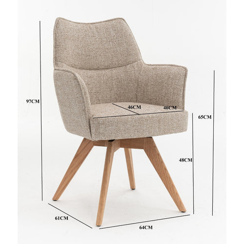 DÉJA Living Eetkamerstoel Zayn - Beige/Naturel - Draaibaar - Set van 2