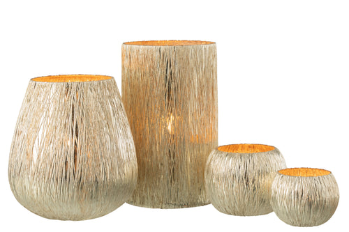 J-Line windlicht - glas - zilver - large