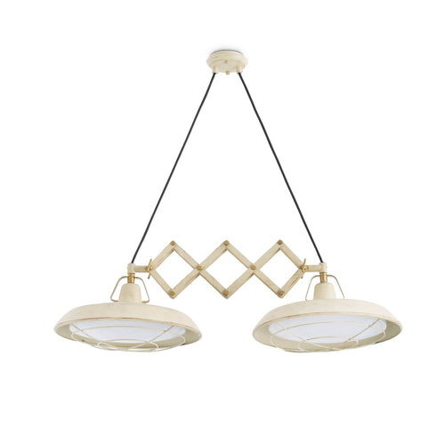 Faro Plec - LED 2 Light Double Adjustable Outdoor Dome Plafond Hanglamp Gebroken Wit IP44