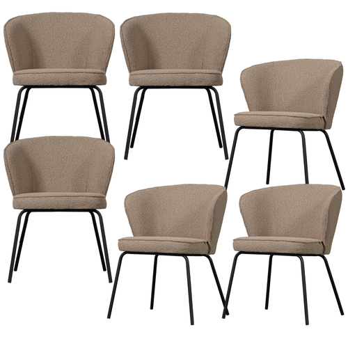 WOOOD eetkamerstoelen Admit - Bouclé - Beige - Set van 6 - vtwonen shop
