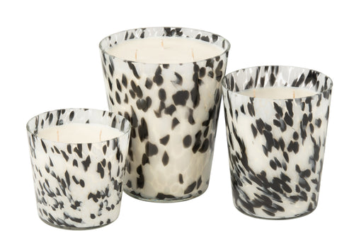 J-Line geurkaars Noa - Stone & Rock - glas - zwart/wit - large - 95U