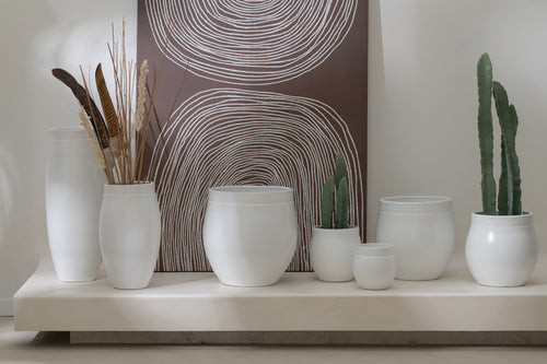 J-Line bloempot Gio - keramiek - wit - extra small - 2 stuks - Ø 15 cm - vtwonen shop