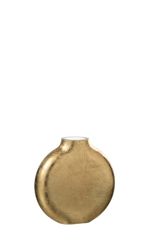 J-Line vaas Miki - glas - transparant/goud - small - 15.5 cm hoog