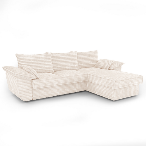 Sia Home - Rechte hoekbanken SASHA - XXL ribfluweel - Crème - 257cm