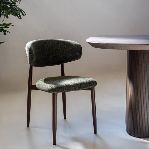 Giga Meubel Eetkamerstoel Alexia - Groen/Walnoot - Set van 2 - vtwonen shop