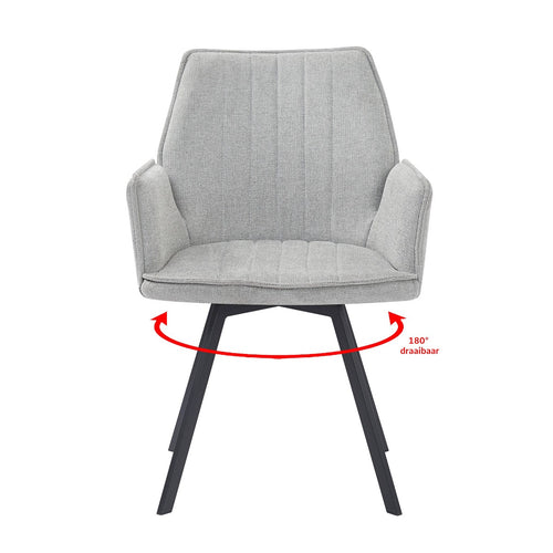 Livingfurn eetkamerstoel Louise Grey - stof - 1 stuk - vtwonen shop