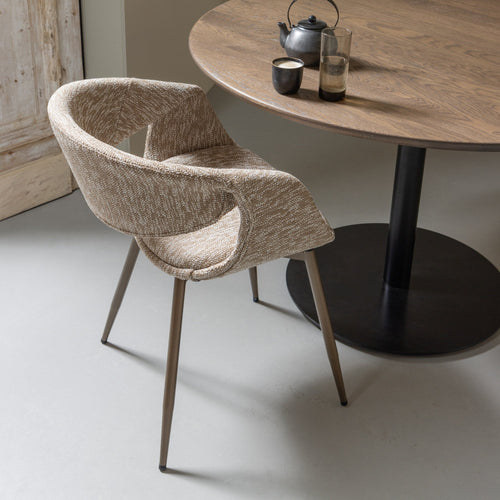 WOOOD eetkamerstoelen met metalen koper poot Yossi - Zand - Set van 2