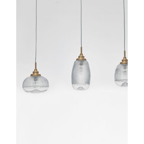 Merano Estevan 3 Light Bar Plafondlamp Satijn Goud Metaal Helder Glas LED E14