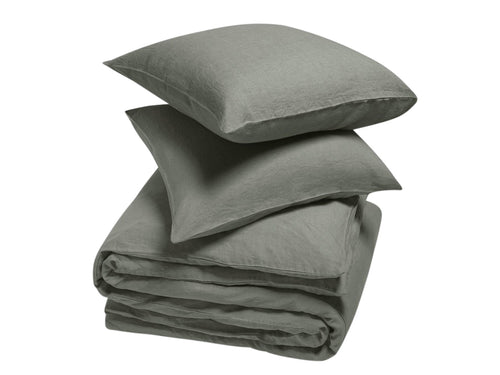 Yumeko dekbedovertrek gewassen linnen stone green 200x220 + 2/60x70