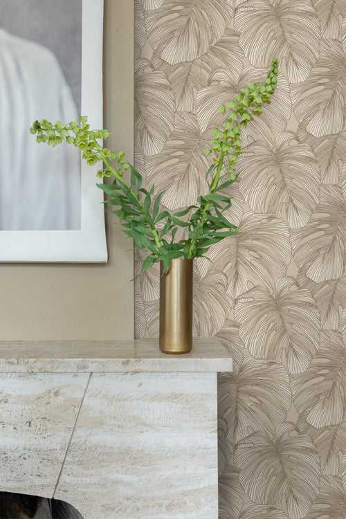 Origin Wallcoverings behang 3D-motief bladeren zand beige - 50 x 900 cm - 347917 - vtwonen shop