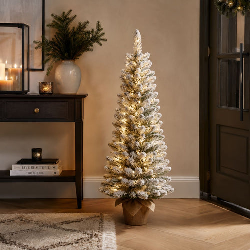 Black Box Trees Gerlos Kunstkerstboom met Verlichting - Kunstboom H120 x D51 cm - Kunst Kerstboom met Besneeuwde Takken - Kerstdecoratie voor Binnen -