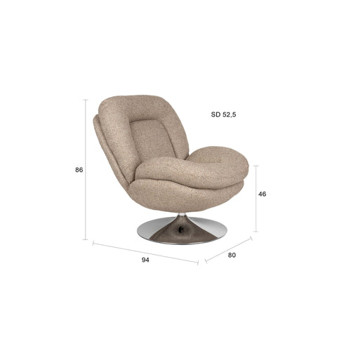 Housecraft Living Romy Fauteuil Draaibaar Bruin
