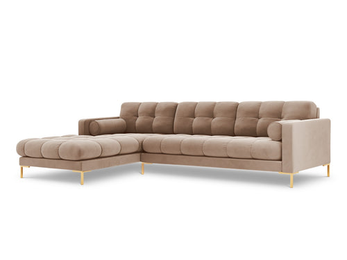 Cosmopolitan Design linker hoekbank Bali 5-zits, flueel, beige - 185x293x75cm