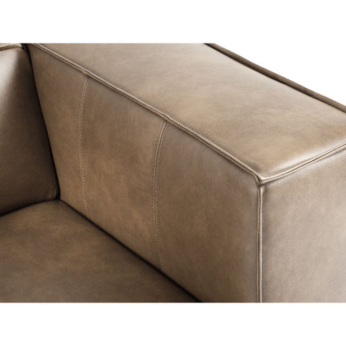 Cosmopolitan Design - Linker hoekbank Turin 5-zits, echt leer donkerbeige - 173x290x68cm