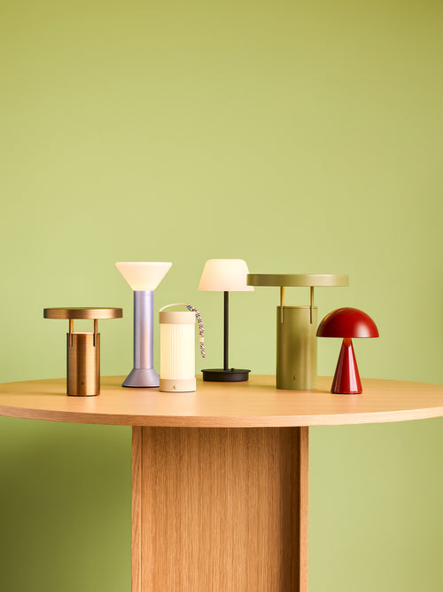 Hübsch draagbare lamp Salon - glas/ijzer - Ø15xh31cm, g9