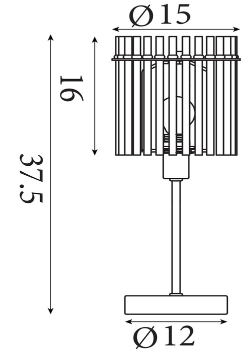 Searchlight tafellamp Swizzle - 1 lichts - 15  x 37.5   cm - zwart rookglas