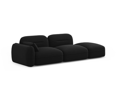 Cosmopolitan Design Rechte modulaire bank Sydney 3-zits, flueel, zwart - 90x295x70cm