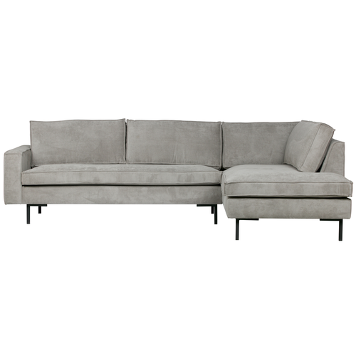 WOOOD hoekbank rechts Arwin - Ribstof - Vergrijsd Groen