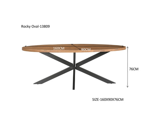 Livingfurn eetkamertafel Rocky Oval - 160 cm - mangohout