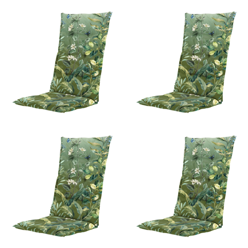 Madison tuinstoelkussen hoge rug Elisa - groen - 123x50x5cm - set van 4