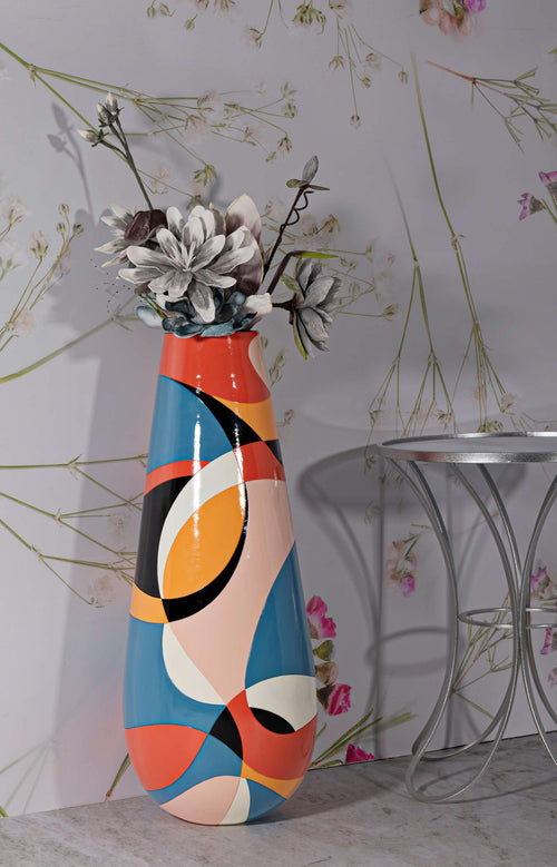 Multicolor decoratieve vaas in kunststof Ø 37x92 cm