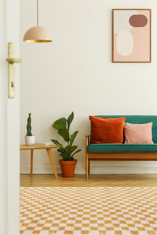 AFK Living vloerkleed Checkers - zeer zacht - geel - 200 x 290 cm - vtwonen shop