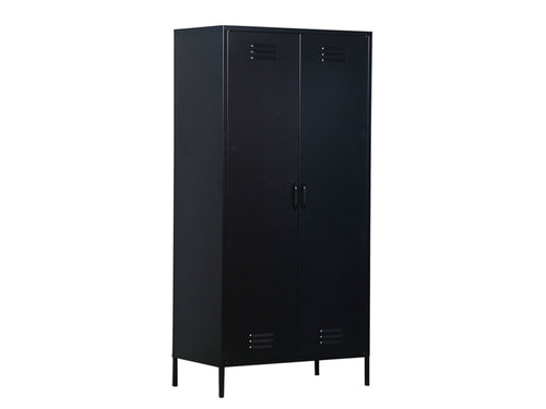 MaximaVida metalen kleding lockerkast Finn 90 x 50 x 185 cm zwart - 4 schappen - vtwonen shop