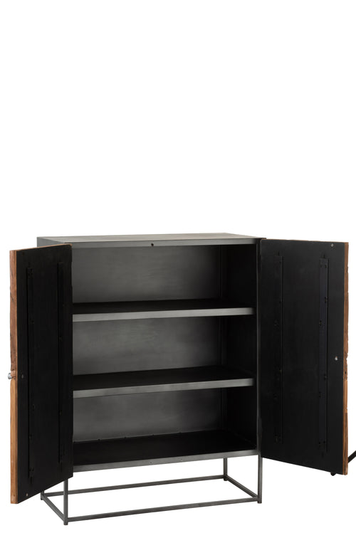 J-Line kast Shanil 2 Deuren - hout/ijzer - naturel