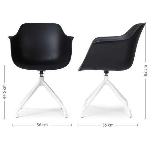 Nolon Nola-Puk Eetkamerstoel Zwart - Draaibaar - Armleuning - Wit - vtwonen shop