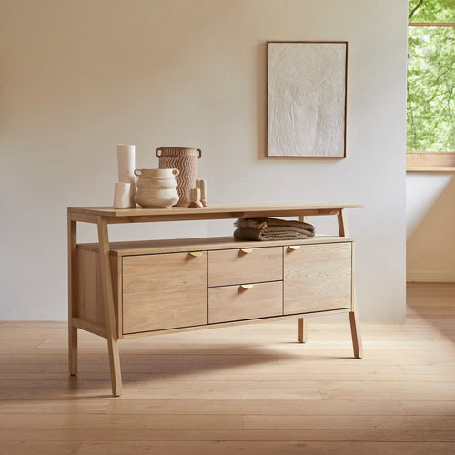 Tikamoon Massief eiken buffet 140 cm - Naturel