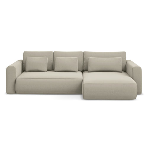 LaMiaSofa hoekbank rechts Perugia - velours - parel - 278x149x82