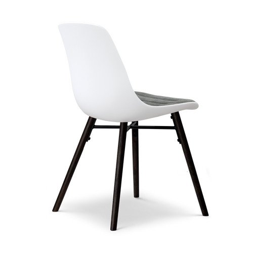 Nolon Nena-Liv eetkamerstoel wit met zeegrijs zitkussen - zwart houten onderstel