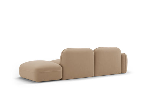 Cosmopolitan Design Rechte modulaire bank Sydney 3-zits, flueel, zand - 90x295x70cm