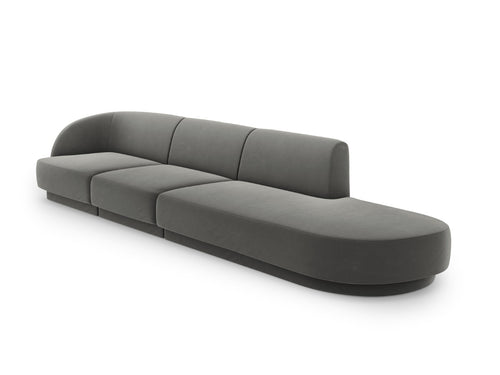 Micadoni Rechte bank Miley 4-zits, flueel, lichtgrijs - 90x323x70cm