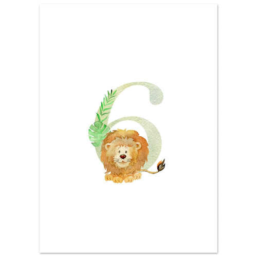 Artfulprints Poster Cijfer 6 kinderkamer   - 50x70 cm - Meerkleurig
